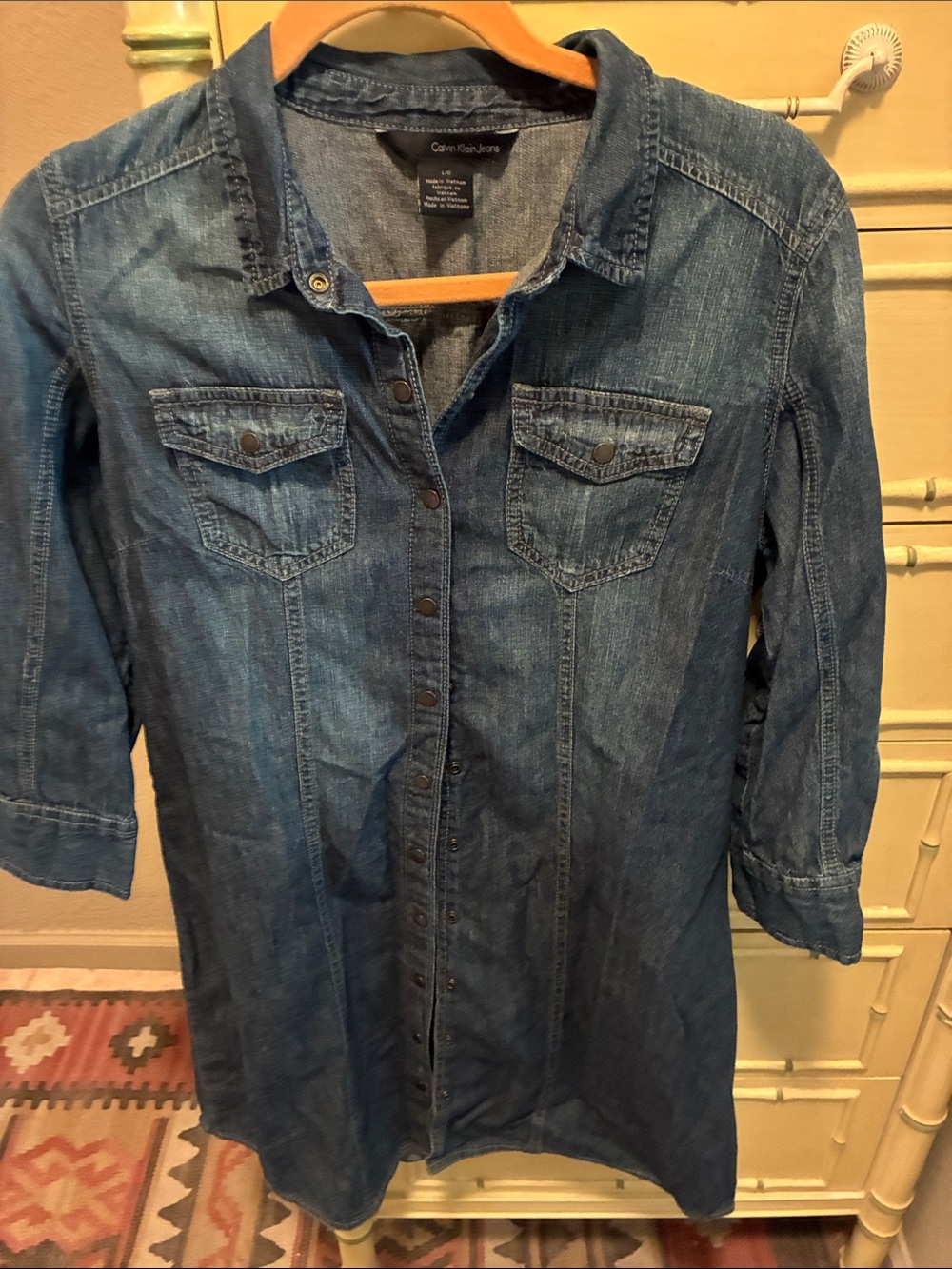 Calvin Klein Jeans Indigo Denim Shirt Dress Jacket size L